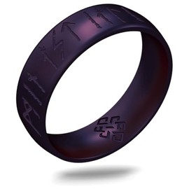 Knot Theory Viking Silicone Ring - My Love Forever in Rune Characters - Cosmic Purple No Inlay Size 7 6mm Breathable Comfort Fit - Valentine's Engagement Wedding Band