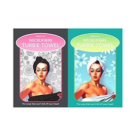 Trendfinding Turban Men's or Women's Head Towel Head Scarf Hair Drying Towel Set 1 x Black 1 x White, black white