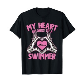 My Heart Belongs to A Swimmer Skeleton Hands T-Shirt