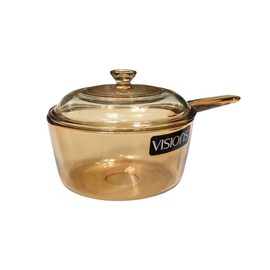 Visions Heat-Resistant Amber Glass Saucepan with Lid, 1.5L – Safe for Microwave, Oven, Stove, and Dishwasher – Durable All-in-One Transparent Cookware