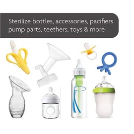 Baby Brezza 4 in 1 Baby Bottle Sterilizer Machine – Largest Capacity Electric Steam Sterilization – Pacifiers, Breast Pump Parts + Universal Sterilizing for All Bottles: Plastic, Glass, Large, Small