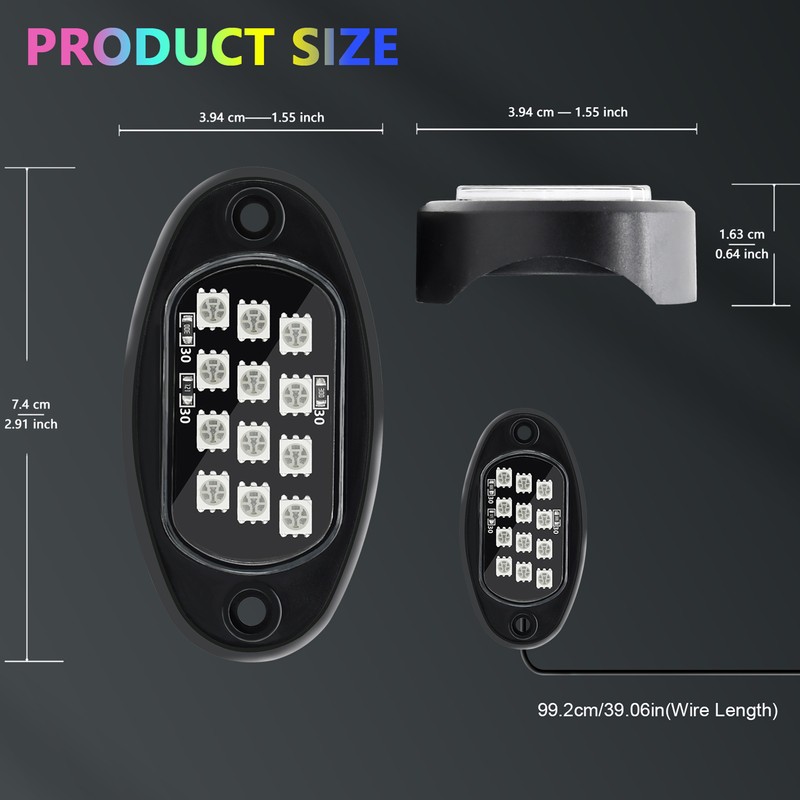 LED Rock Lights 6pcs Multicolor LED Lights Brightness Adjustment Waterproof