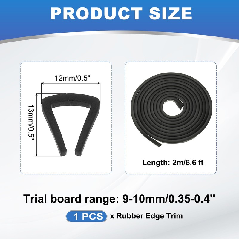 PATIKIL 3/8" Rubber Edge Trim, 6.6 ft Flexible U Channel