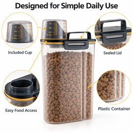 Airtight Pet Food Storage Container for Dogs & Cats – Sealed Plastic Dry Food Jar with Cup for Easy Daily Feeding