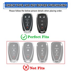 TOMALL for Chevy Key Fob Cover with Keychain, 5 Buttons Soft TPU Key Fob Protector for Chevy Equinox Malibu Camaro Traverse Blazer Cruze Trailblazer Trax Sonic Spark Car Key Cover, Black