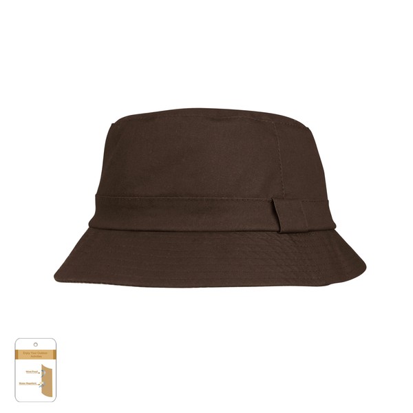 Juniper Unisex Waxed Cotton Canvas Bucket Hat-J9702-Brown-L