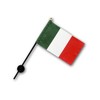 TOSPA イタリア 国旗 ミニフラッグ 旗サイズ10.5×15.7cm ポール27cm 吸盤 のセット テトロンスエード製
