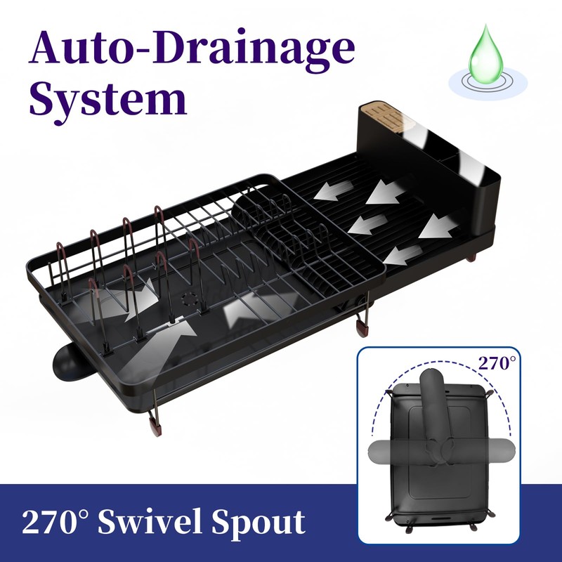 Aonee Dish Drying Rack, Extendable Dish Rack, Multifunctional Dish Rack