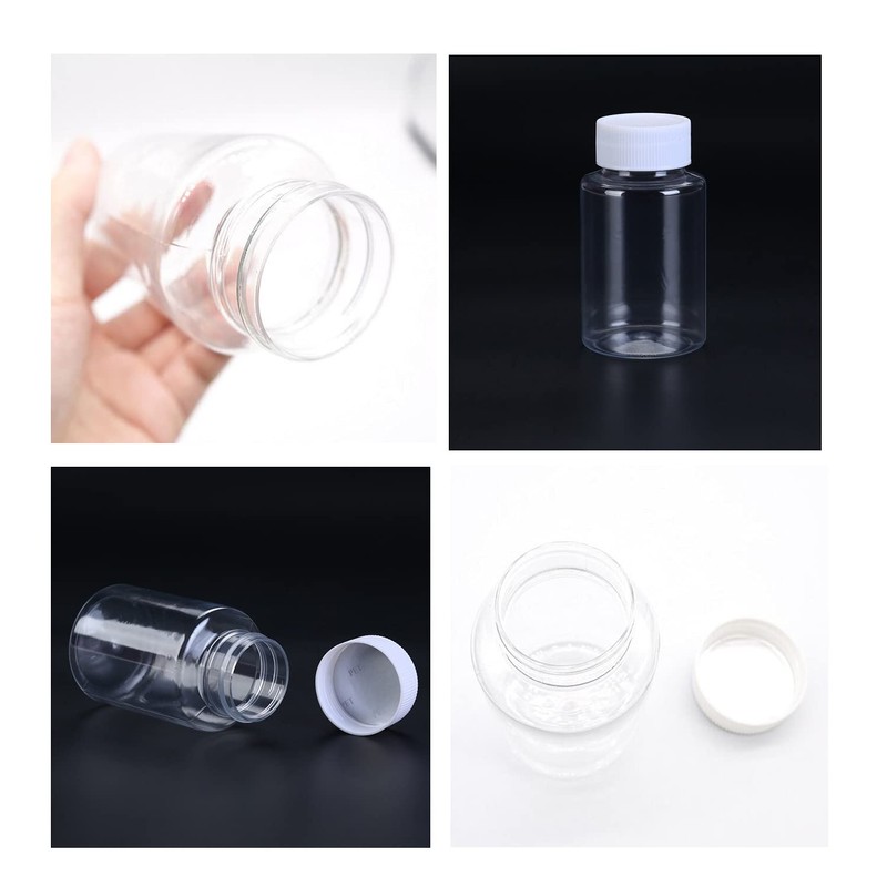 50PCS 30ml/1oz Empty Refillable Plastic Round Bottles Storing Tablet Container