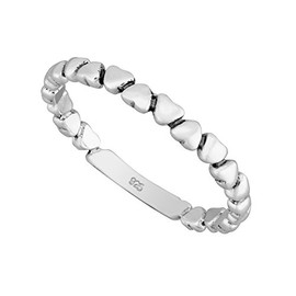 925 Solid Sterling Silver Love Heart Stacking Ring In Sizes G-Z (G)