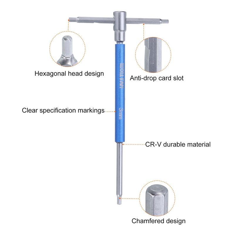 sourcing map Sliding T-Handle Hex Key Wrench Set 3mm Metric