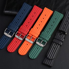 StrapSeeker Correa de Goma Premium para Reloj - Correa de Repuesto Resistente al Agua - Correas de Goma Suave para Hombres y Mujeres - Para buceadores y Relojes Deportivos - Adecuada para Seiko y la mayoría de los Relojes - 20 mm 22 mm (22mm, Naranja)