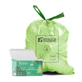 Emily's Choice Biodegradable Trash Bag Code Q (50 count), Heavy Duty Tall Trash Bag compatible with Simplehuman Code Q,13-17 Gallons, ATSM 6954, D2W, 1.2mil / 30 micron Thickness
