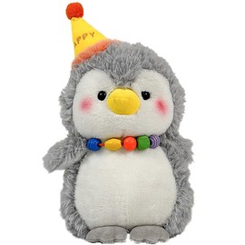 Gwxqybfe 10inch Birthday Penguin Stuffed Animal, Soft Stuffed Penguin Plushie Toys, Birthday for Kid Boys Girls