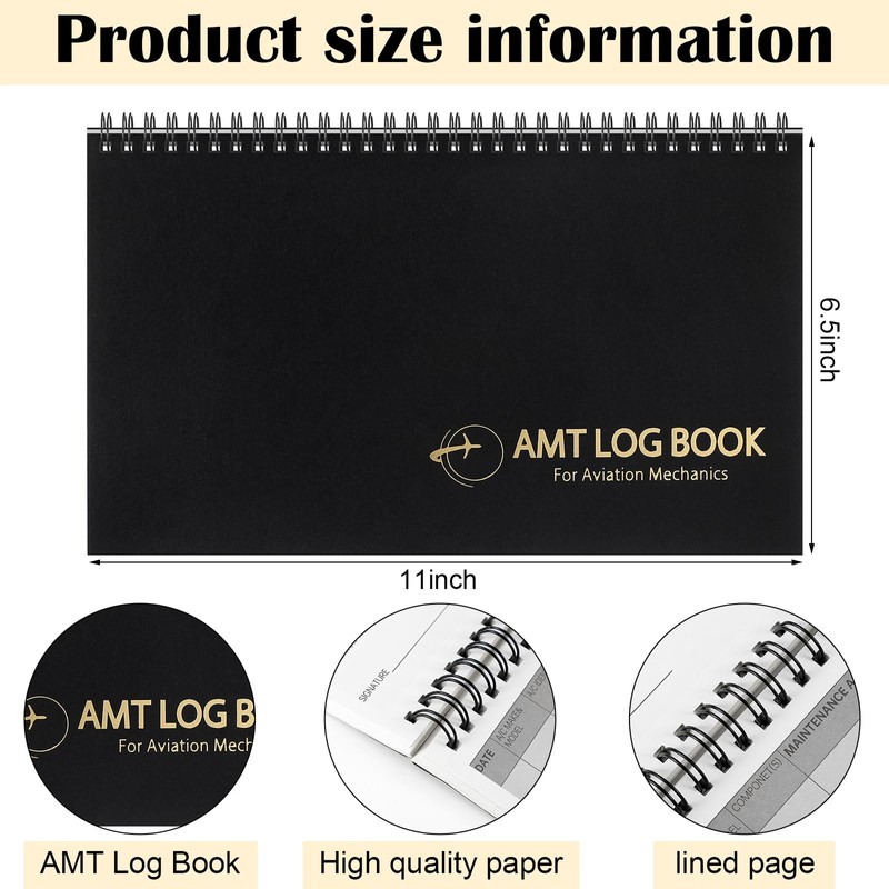 Fuyoooo Amt Logbook 11 x 6.5 Inch for Maintenance Technicians,