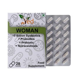 Ved Woman Complex Probiotics and Prebiotics Complex - 10 Billion CFU - 20 Live Bacterial Cultures - 28 Probiotic Complex Capsules for Woman- Lactobacillus crispatus, Silicon Dioxide.