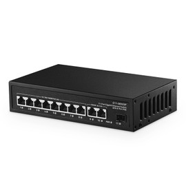 Binardat 11 Port Gigabit POE Switch, 8 POE+ Ports 1000Mbps, 2 Gigabit Uplink, 1 Gigabit SFP, IEEE802.3af/at, 135W Power Supply, Metal Case Unmanaged Plug and Play