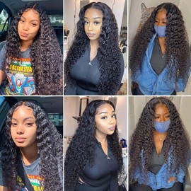 Deep Wave Human Hair Bundles Deep Wave Bundles Unprocessed Brazilian Human Hair 3 Bundles Extensions for Black Women Natural Color(10 12 14 inch)