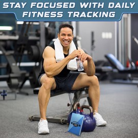 Workout Log Gym 6" x 8" - Hardcover Fitness and Fitness Diary with Durable Sleeves - Set Goals, Track 100 Workouts and Record Progress Hardback - Azure Blue, Azure Blue, Hardback