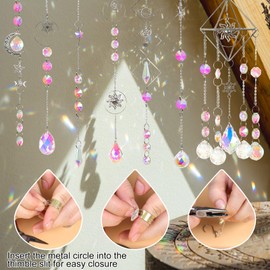 ASTNIC Crystal Sun Catcher Hanging DIY Craft Sets Sun Catcher with Chain Star Sun Pendant Crystal Ball Prism Rainbow Maker Ornament for Window Home Indoor Outdoor Garden Party Decoration (Silver)