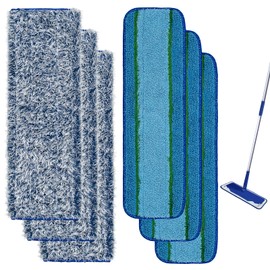 Microfiber Cleaning Pad for Bona Mop, 6-Pack Mop Replacement Pads for Bona Contains 3-Pack Microfiber Dusting Pad & 3-Pack Deep Cleaning Pad, Reusable Machine Washable Hardwood Floors Mop Pad for Bona