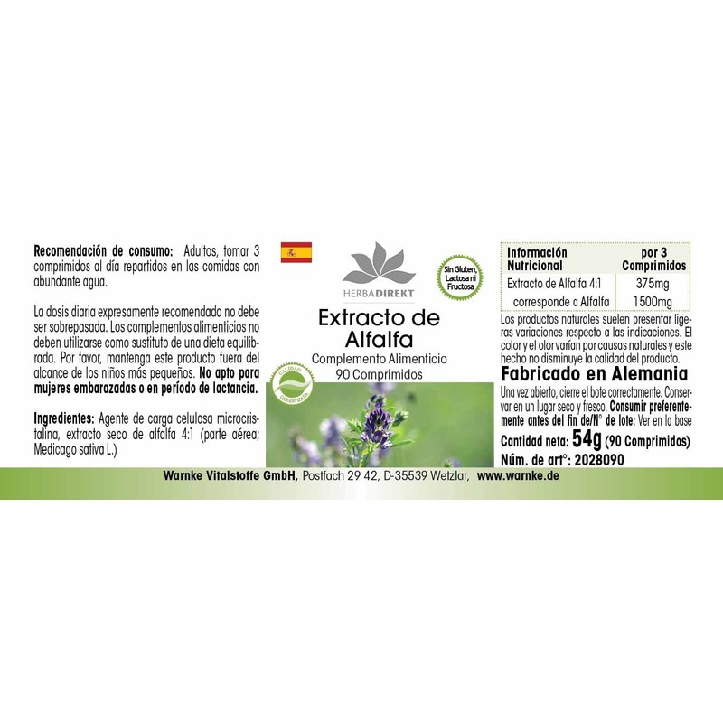 Alfalfa Tablets - Alfalfa Extract 4:1 (Medicago sativa) - 90