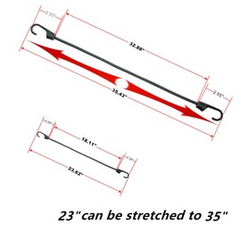 Tiousmoky 23.6" Rubber Bungee Cords Pp Heavy Duty Tarp Straps with Vinyl-Coated Hooks (35” Max Stretch) for Outdoor, Tarp Covers, Canvas Canopies, Motorcycle, and Cargo 10 Pack (Black Gray)