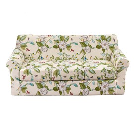 KRFOONN 4 Piece Stretch Sofa Couch Covers for 3 Cushion Couches Printed Sofa Slipcover with 3 Separate Seat Cushion Covers Washable Sofa Slip Covers Furniture Protector for Pets Kids (Large, 28)