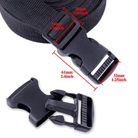 Swpeet 41Pcs 5/4 Inch DIY Making Bag Kit, Flat Side Release Buckles and Tri-glide Slides and D Rings with 1 Roll 5 Yards Nylon Webbing Straps for DIY Making Luggage Strap, Pet Collar