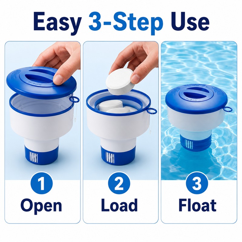 Floating Pool Chlorine Tablet Dispenser for Water Care – Adjustable