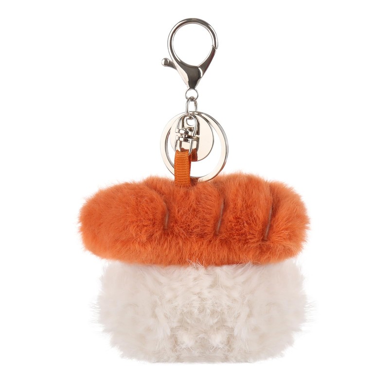 Apricot Lamb Salmon Sushi Cute Keychain, Soft Stuffed Plush Keychain