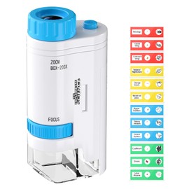 GlasFlength 60x-120x Mini Taschenmikroskop für Kinder und Erwachsene, Tragbares Handmikroskop mit Objektträgern, ideal für Schule und Minilabtests