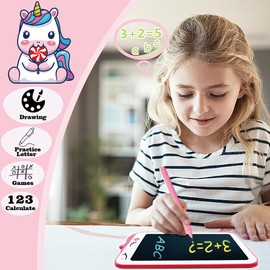 Lekwaiin LCD Writing Tablet Toys for 2 3 4 5 6 Year Old Boys Girls, 8.5inch Kids Toddler Doodle Board Educational Toys, Unicorn Toys Drawing Pad Travel Games for Kids