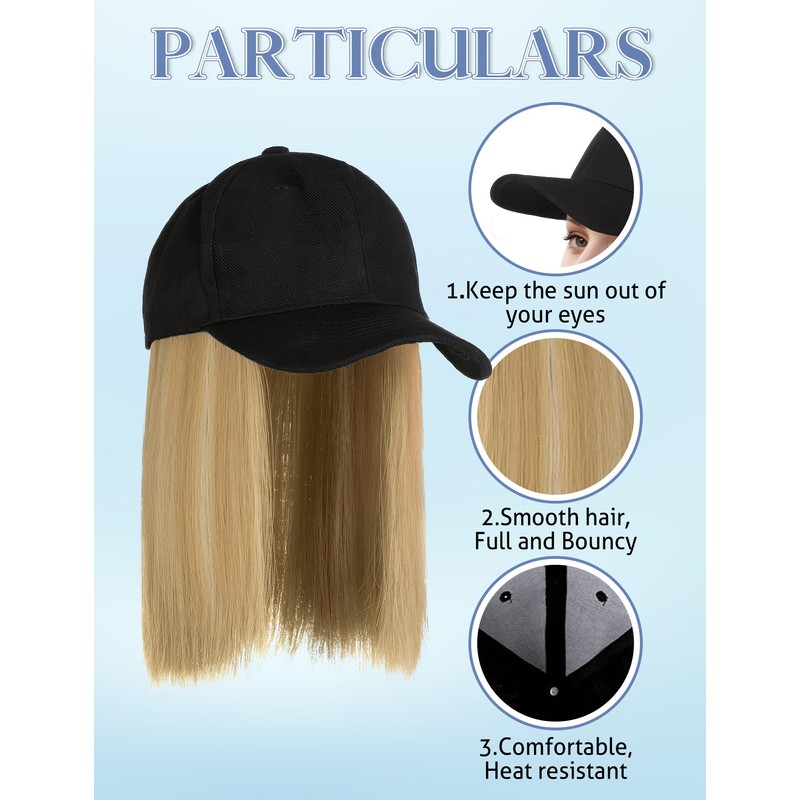 Mütze Perücken für Frauen Mädchen Farbe Blond Ombre Perücke Haarverlängerung