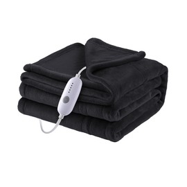 ONDAN Electric Heated Blanket Microplush Cover Blanket, Full Size 72"x84" with 4 Heat Settings & 10 Hours Auto Off, Cozy & Warm for All Night, Machine Washable, Black