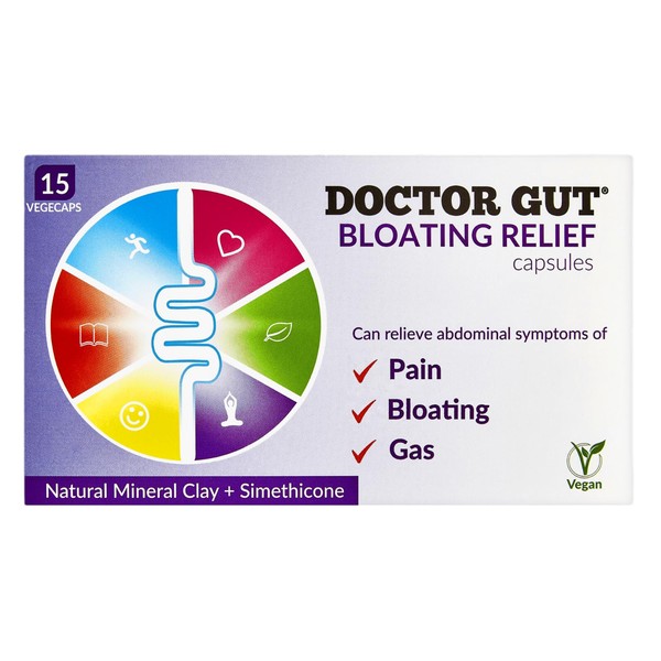 Doctor Gut Bloating Relief - Fast and Effective Relief From Bloating, Pain, Belching, Fullness and Discomfort of Trapped Wind | Natural Clay Advanced Formula | (15 Capsules)