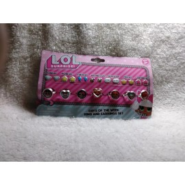 HER Accessories L.O.L. Surprise! Days Of The Week Ring and Earrings Set NEW