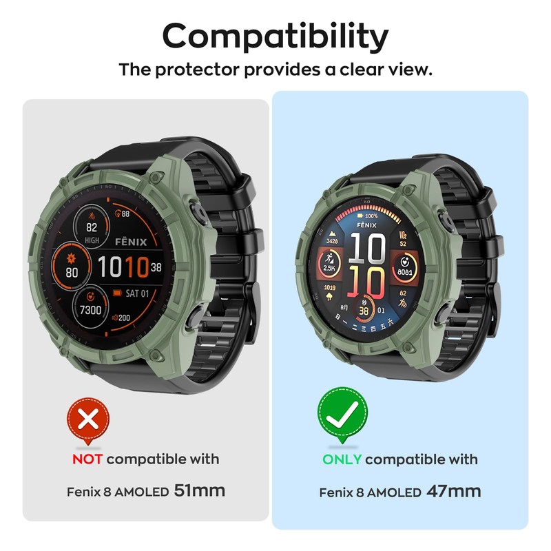 ISABAKE Protector Case for Fenix 8 AMOLED 47mm, Soft TPU