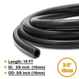 3/8 Inch 10mm Fuel Line NBR Hose Transmission Push-On Hose Suitable for Fuel Systems, E85, E10, Coolants, Oil, Air, Methanol, and Lubricant
