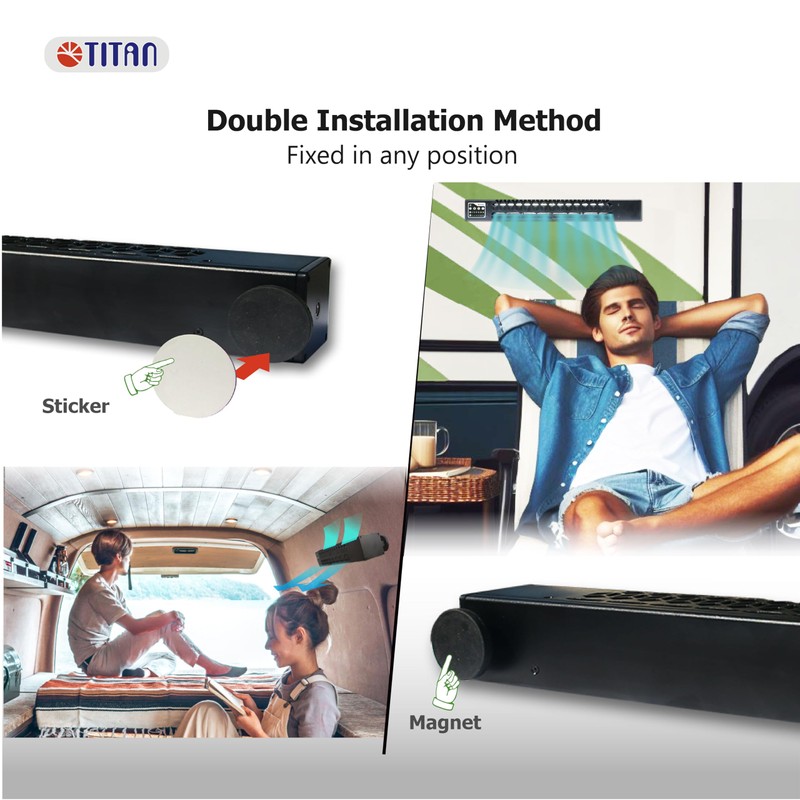 TITAN Magnetic & Portable Fan for Fireplace, Kitchen, RV, Camping