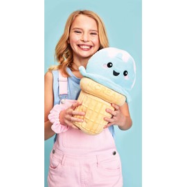 iscream Vanilla Scented Embossed Fleece Ice Cream Cone Embroidered Accent 12" x 7" 3D Pillow