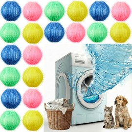 24 Pcs Pet Hair Remover for Laundry Catcher Balls Reusable Lint for Washing Machine Effective Cat Dog Laundry Pet Hair Catcher for Clothes Sheets Towels Blankets(Multicolor)
