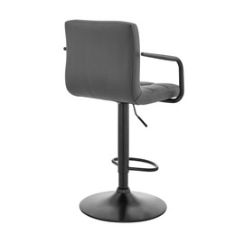 Armen Living LCLABABLGR Laurant Adjustable Gray Faux Leather Swivel Bar Stool Grey, Adjustable Height
