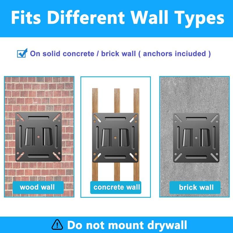 TETVIK Monitor Wall Mount Most 14-24“ TVs Computer Universal Low