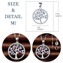 MicLee Women's Necklace Tree of Life Empty Tree of Life 925 Sterling Silver Colourful Cubic Zirconia Pendant Chain with Gift Bag Super Gift for Couples Mother Daughter, Silver Cubic Zirconia, Cubic