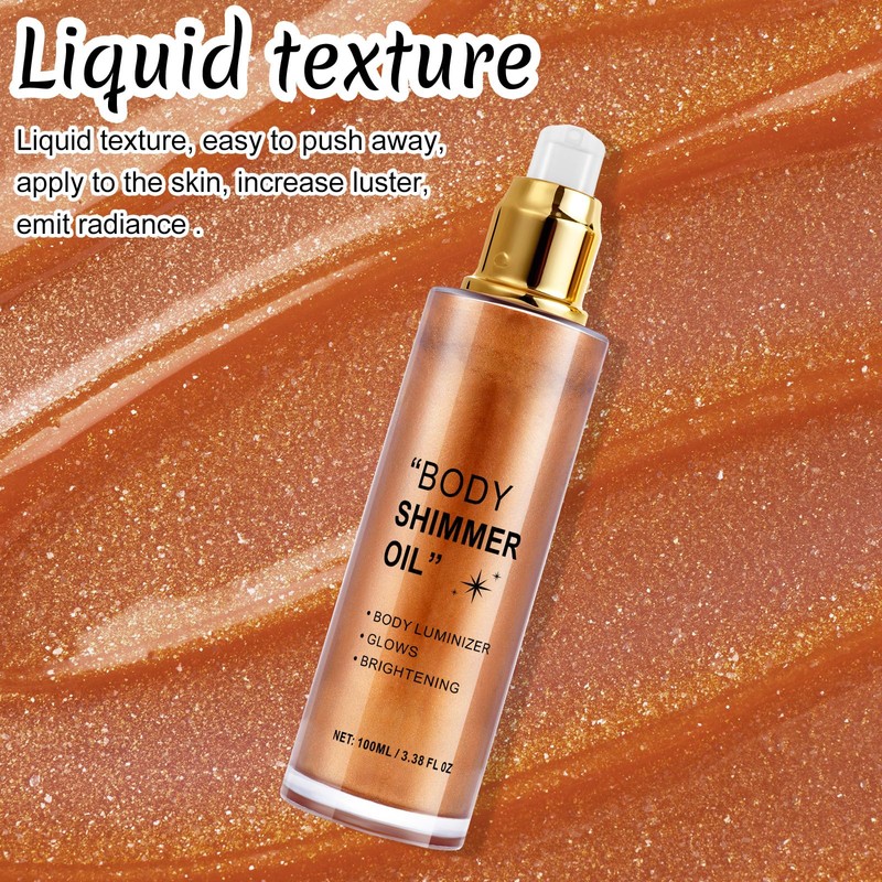Shimmer Body Oil 100ml, Moisturizing Long Lasting Luminizer, Body Glow
