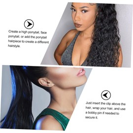 Healeved Pcs Long Curly Ponytail Wigs Wavy Wig Hairpiece for Women Natural Soft Synthetic Hair Extensions for Prom Wedding Evening