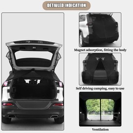 KMFCDAE Car SUV Tailgate Screen Tail Gate Rear Windshield Sunshade Camping Car Trunk Mosquito Bug Net Ventilation Magnetic Suction 59" x 59"