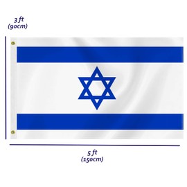 Large Israel Flag,3x5 FT Israeli 75D Outdoor Banner,Israelite Decor for Garden Yard Car Truck with Brass Grommet