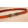 Diyafas Women's Adjustable Leather Belt for Dress Jeans Thin Belt